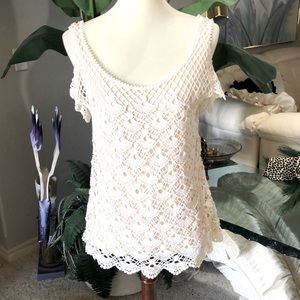 SZ XL NWOT COLD SHOULDER Mason Mackenzie Top. IVORY IN COLOR